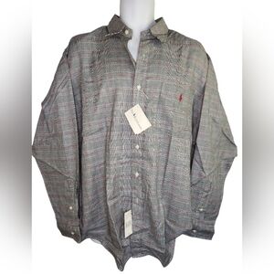 Polo by Ralph Lauren Men's Button-Down Shirt in Red and Blue Glen Plaid